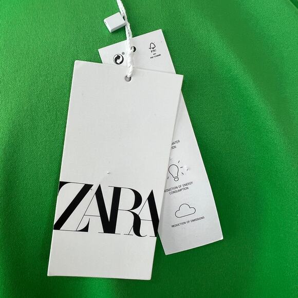 NWT Zara Green Tied Blazer Dress Sleeveless Mini Short V-Neck 7901/144 S NEW - Picture 6 of 8